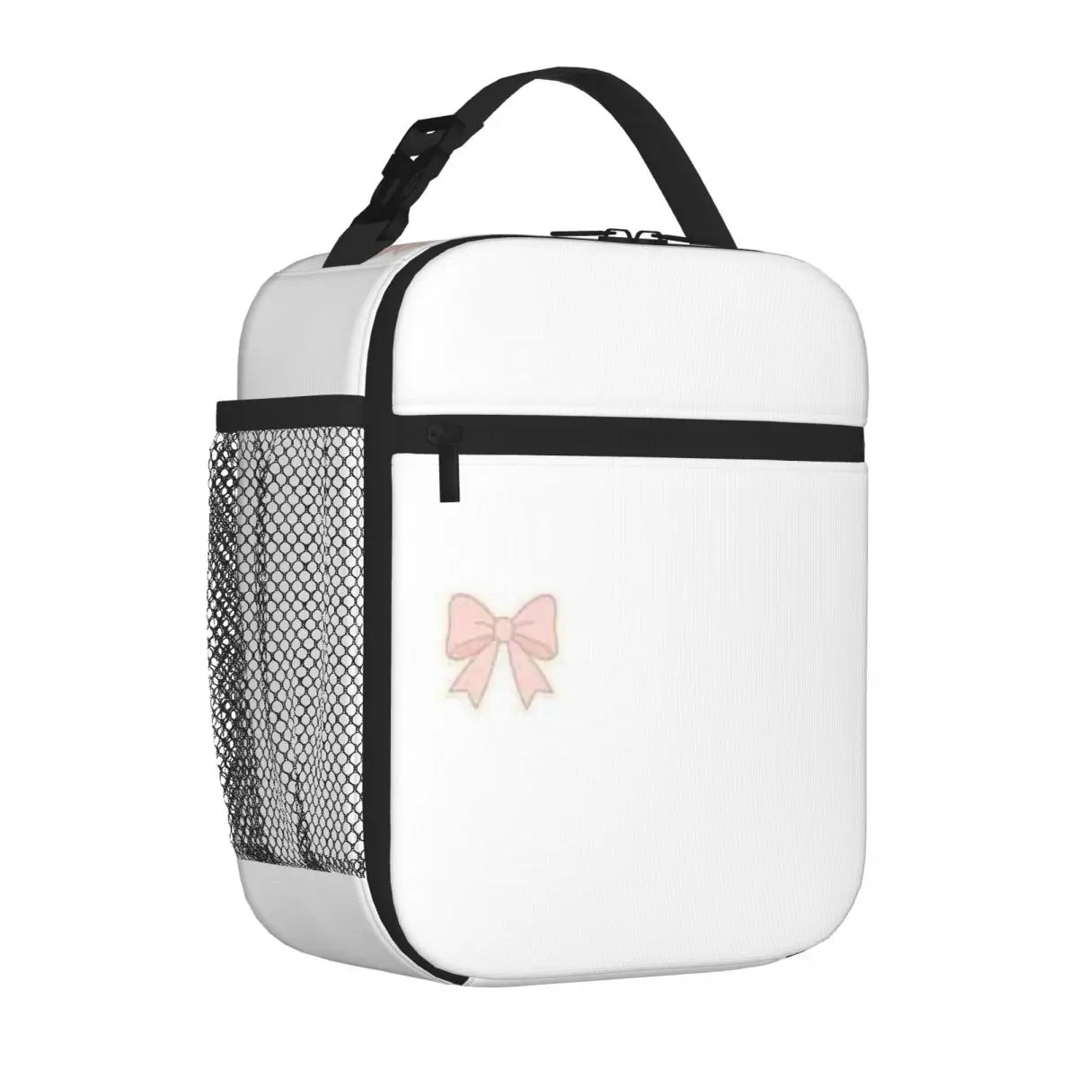 Bestselling Cute Pink Ribbon Bow Sticker Floral Large Lunch Bag Kid Outdoor Class Meal Prep Bag