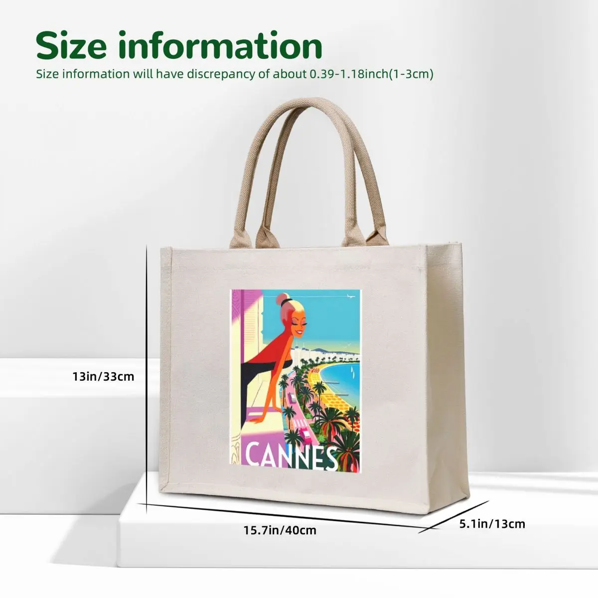 Cannes : Vintage French Riviera Travel Advertising Print Tote Bag sacs de shopping Women bags Reusable bags tote bags men