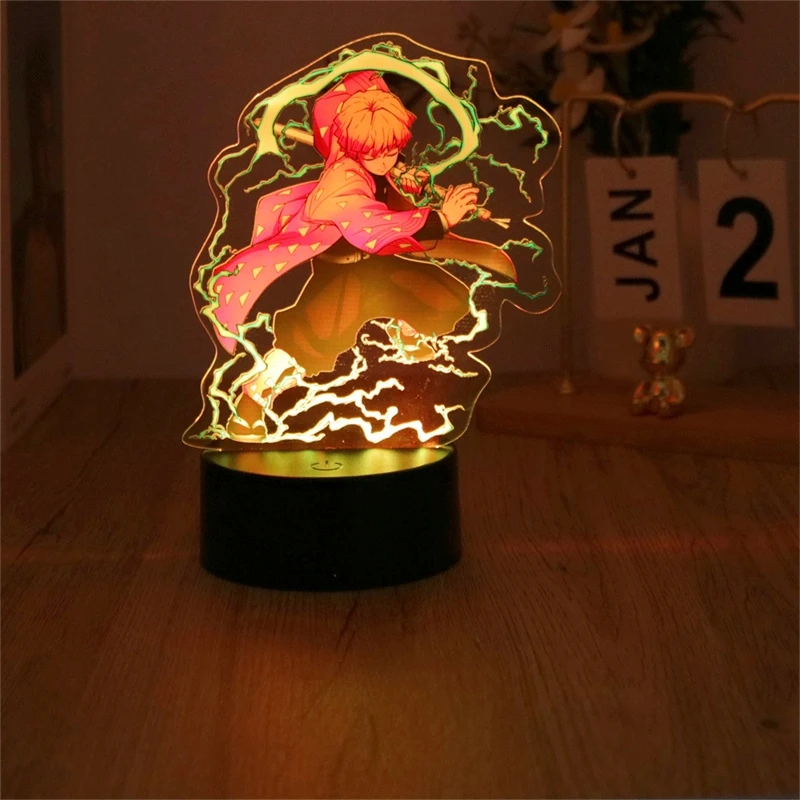 Anime Figures 3D Night Light Lamps Kyojuro Tanjiro Rengoku Nezuko Smart Touch 7 Color Room Decor Birthday Valentine\'s Day Gift