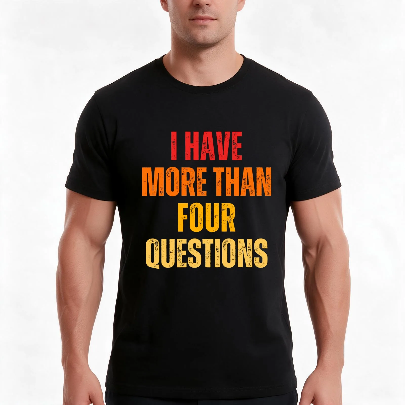FUNNY PASSOVER SEDER I HAVE MORE THAN FOUR QUESTIONS T-Shirt Summer Casual Cotton Tee Oversized Streetwear Tops 100% Cotton