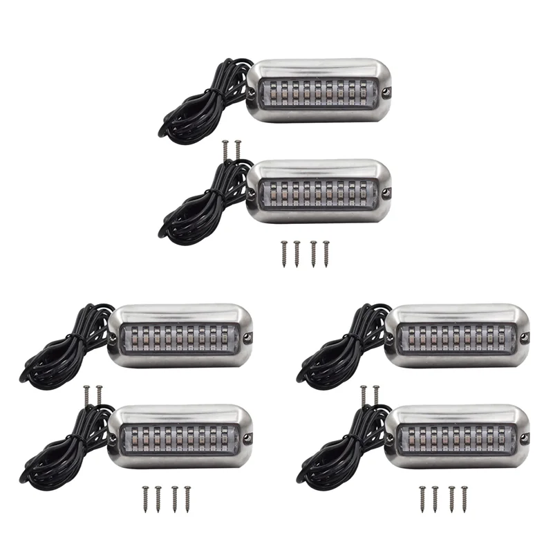 

6Pcs 27 Blue LED Stainless Lights Underwater Pontoon For Marine Boat Transom-N25R