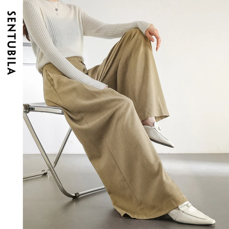 SENTUBILA Women Autumn Wide Leg Pant Office Lady Work Wear Trouser 2024 Fall Fashion Elegant Commute Full-length Pants 133K51993