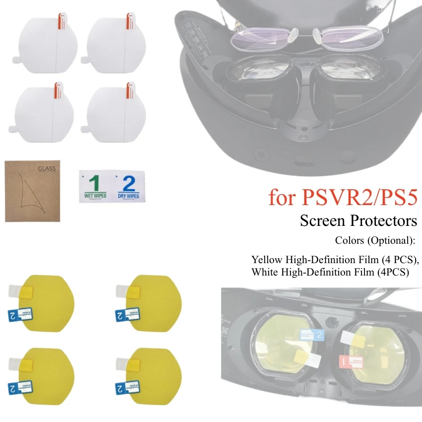 4 PCS Eyeglass Screen Protectors for PSVR2/PS5 Dust-Proof Lens Protector  HD Film VR All-in-One Headset Accessory