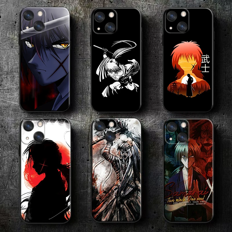 Rurouni Kenshin Apple iPhone Case For 15 14 13 12 11 Mini XS XR X 6S 6 Pro Max Plus Black Soft Cover