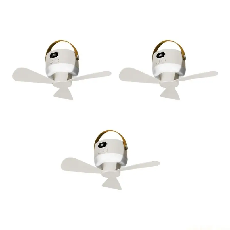 Compact USB Ceiling Fan Digital Screen Display Portable Hanging Fan For Computer Dorm Bedside Low Noise Operate