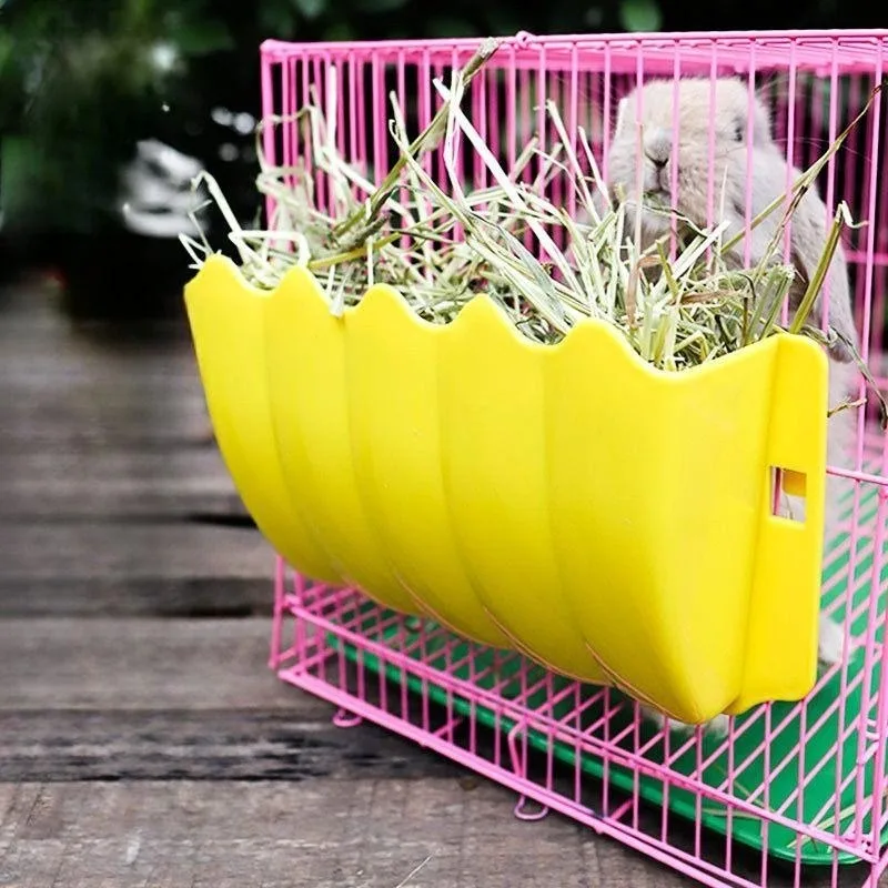 Rabbit Hay Feeder Hanging Guinea Pig Chinchilla Grass Feeder Rack Small Pet Plastic Food Bowl Supplies