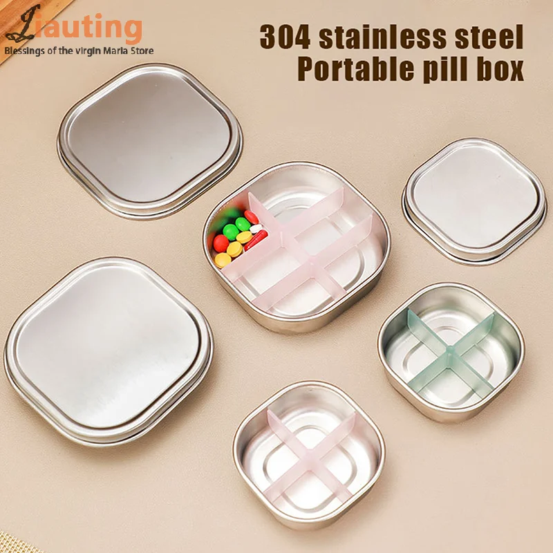 1 قطعة صندوق حبوب 4/6 شبكات الطب المنظم اللوحي مختومة صندوق تخزين السفر حبة حالة المخدرات موزع الحاويات الرعاية الصحية