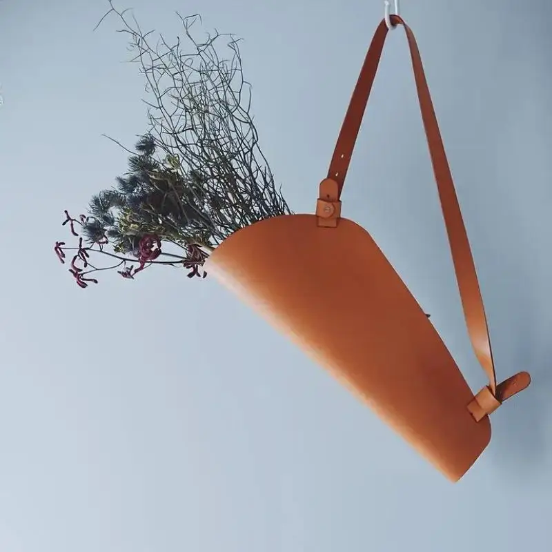 1Pcs Canvas/Leather Portable Flower Carrying Bag Creative Gift Hanging Flower Bouquet Bag With Handle Floral Bouquet Tote Bag
