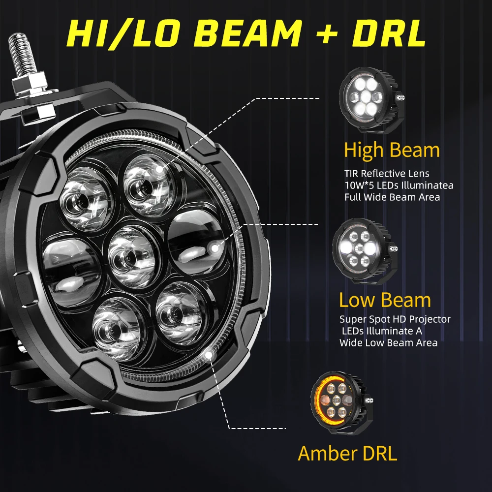 HL Motorcycle LED Driving Lights 4.5