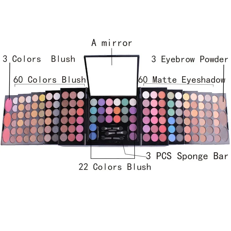 148 Colors Makeup Kit Long Lasting Shimmer Glitter Matte Eye Shadow Eyebrow Blush Palette Travel Girl Makeup Set Gifts Cosmetics