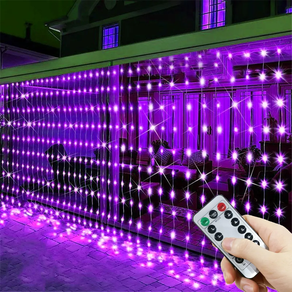 

Новогодняя лампа 2026 года, рождественские огни, светодиодные сказочные гирлянды для штор, 8 режимов, удаленный USB-гирлянда, Рождественский декор для дома, праздника