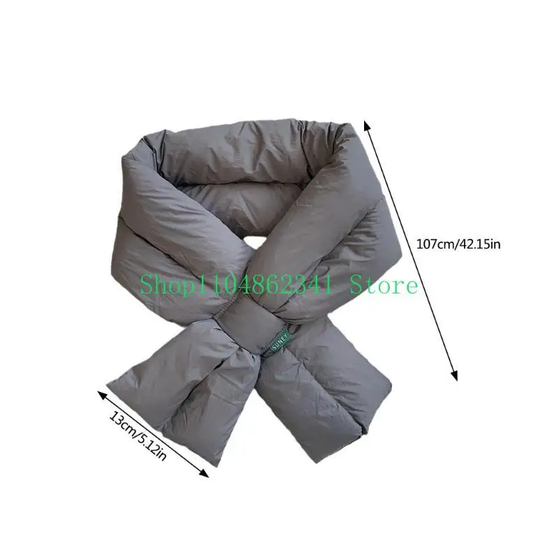 وشاح نسائي شتوي دافئ بياقة سفلية لتدفئة الرقبة بلون سادة وأوشحة منتفخة مبطنة خفيفة الوزن للتزلج في الهواء الطلق