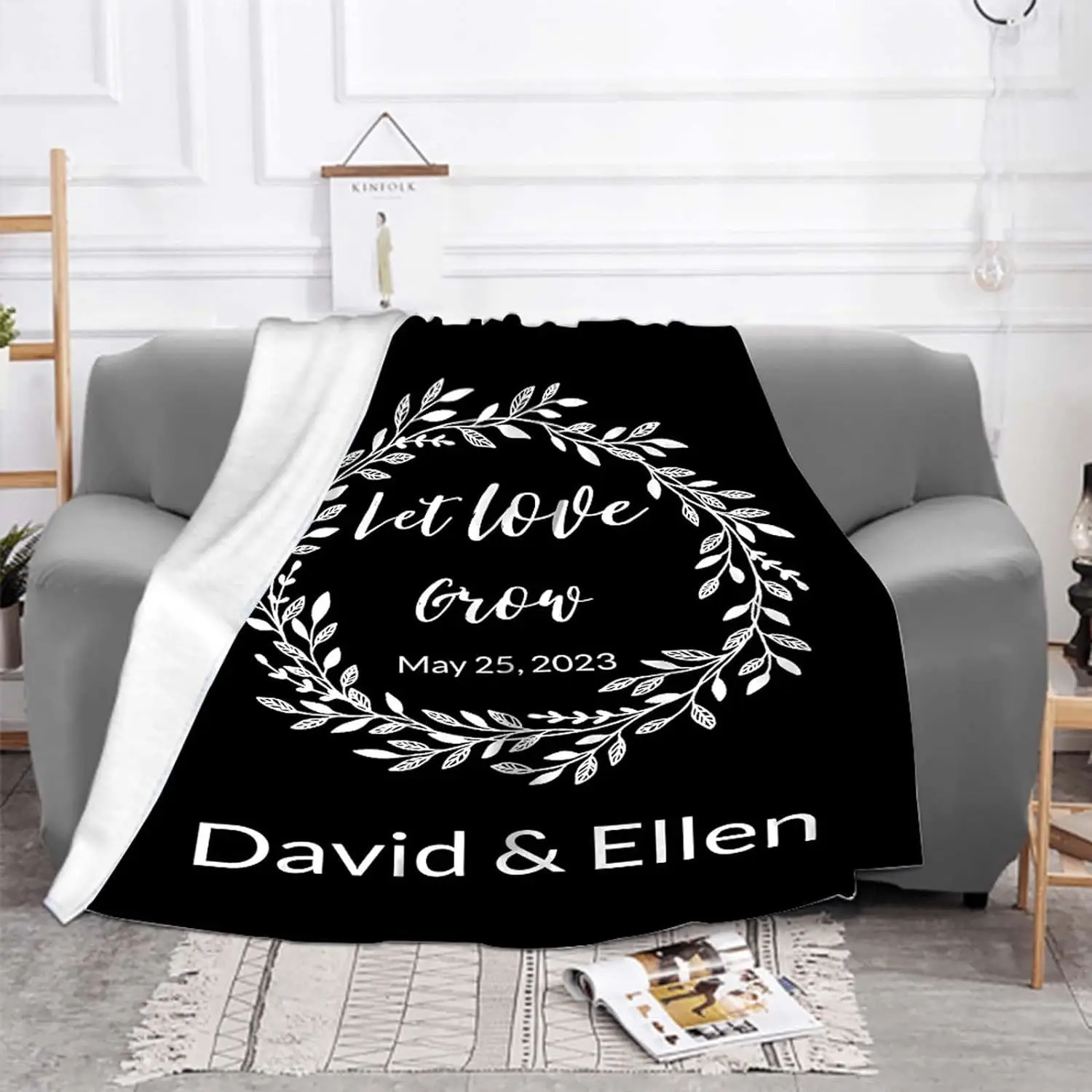 Customized blanket with text, suitable for personalized blankets for families, mothers, fathers, children, and wives,