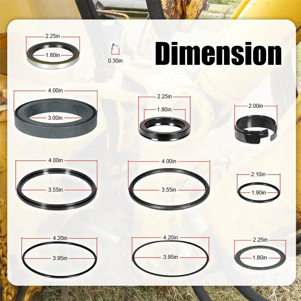 ANX 19 Pcs/ Set Rebuild/Repair Seal Kit for Case 580CK Model 33 Backhoe Swing Cylinder 1966-1971 with Snap-In/Press-In Wiper