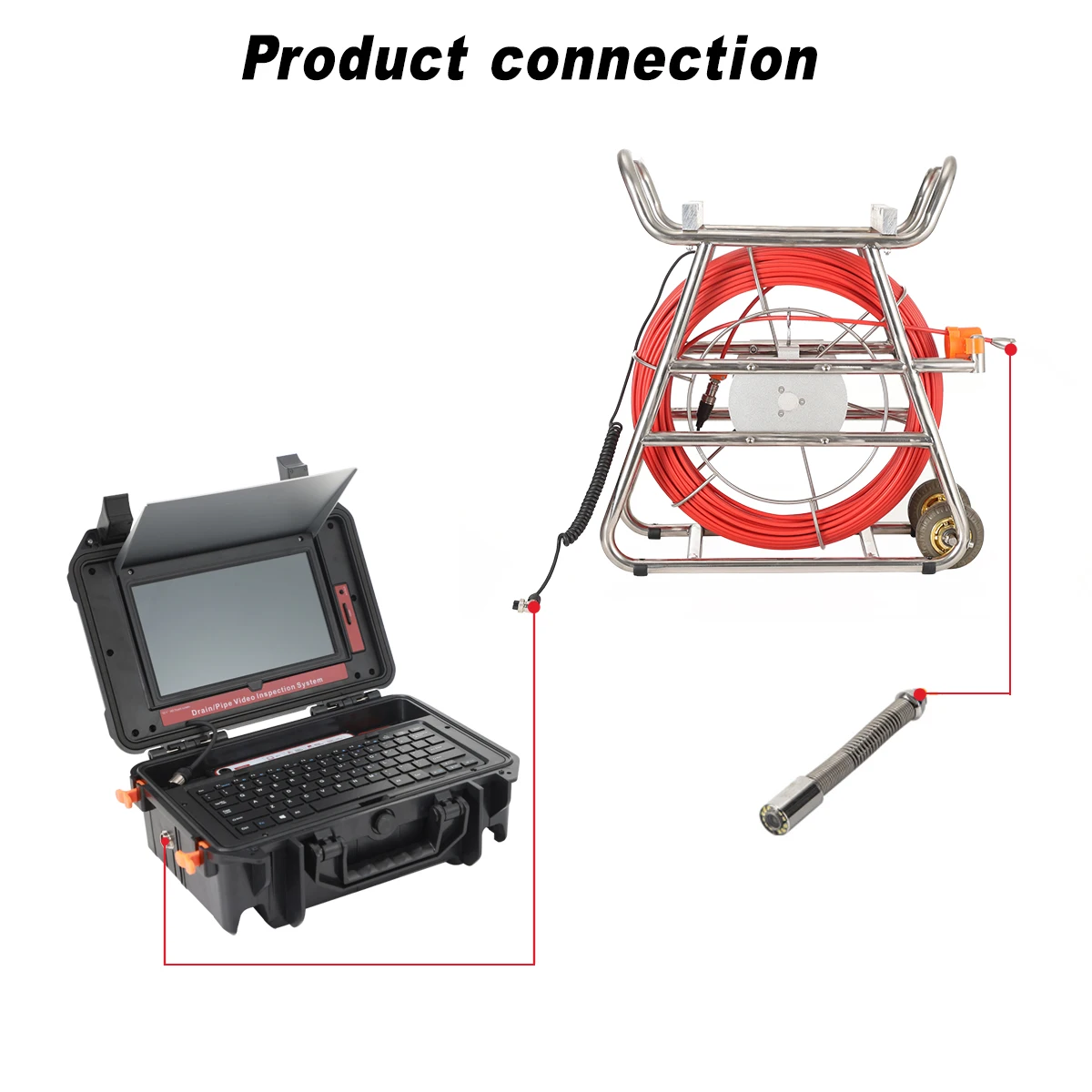 HD 1080P 10.1" Touchscreen With Distance Counter 20M Cable 512HZ Locator Video Audio Recording Snake Inspection Camera Endoscope
