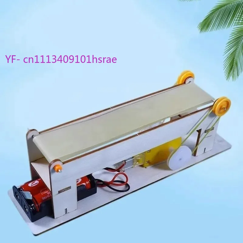 DIY Electric Conveyor Belt Model STEM Science Experiment Kit for Kids Physics Education