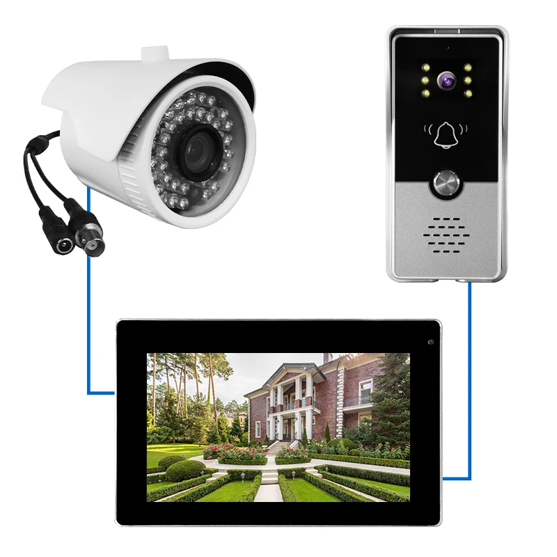 Home Video Intercom 720P Security System IR Night Vision Apartment Villa 7 Inch Video Door Phone with Motion Detect Recording