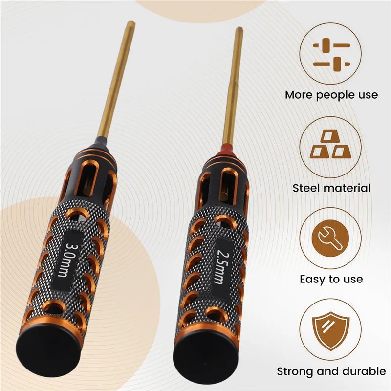 A93p 4 pçs/set chapeamento de titânio 1.5mm/2mm/2.5mm/3mm chave de fenda hexagonal ferramenta chave de fenda para modelo rc carro barco avião