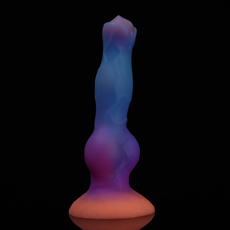 2023 Luminous Dog Dildo Pussy Plug Suction Cup Wolf Fake Penis Comfortable Enough Strap On Sex Dog Anal Plug Man Women Sex Shop