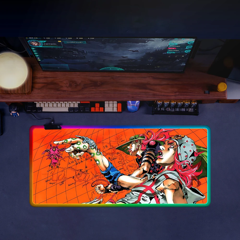 Adventure manga anime SBR RGB Pc Gamer Keyboard Mouse Pad Mousepad LED Glowing Mouse Mats Rubber Gaming Computer Mausepad