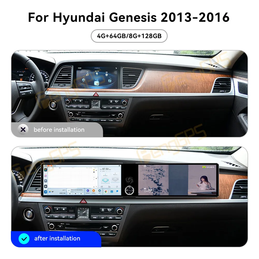 For Hyundai Genesis 2013-2016 Android Car Radio Multimedia Video Wireless Carplay Autoradio Stereo GPS Navigation Head Unit