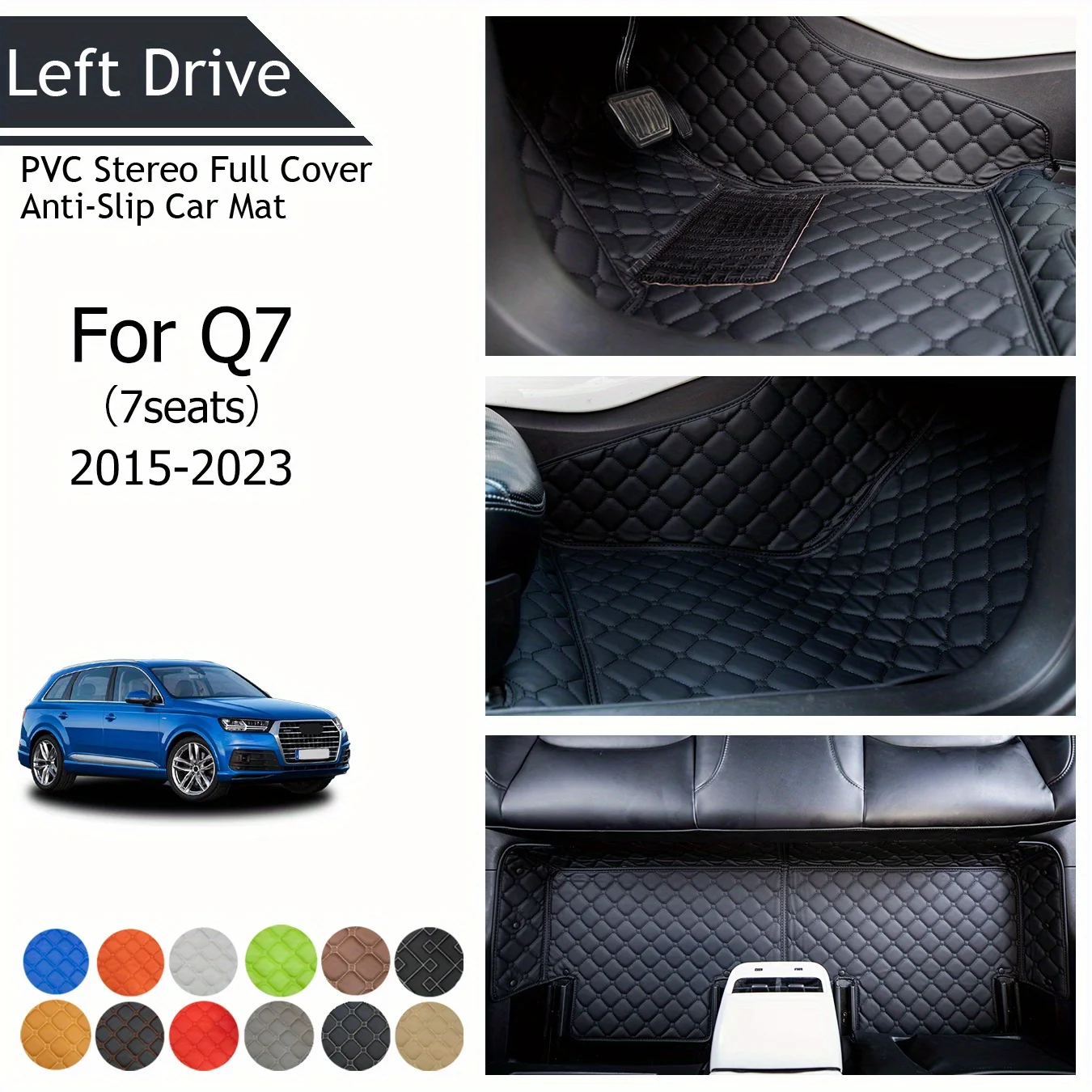 

TEGART 【LHD】For Audi For Q7（7seats） 2015-2023 Three Layer PVC Stereo Full Cover Anti-Slip Car Mat Car Floor Mats Car Accessories