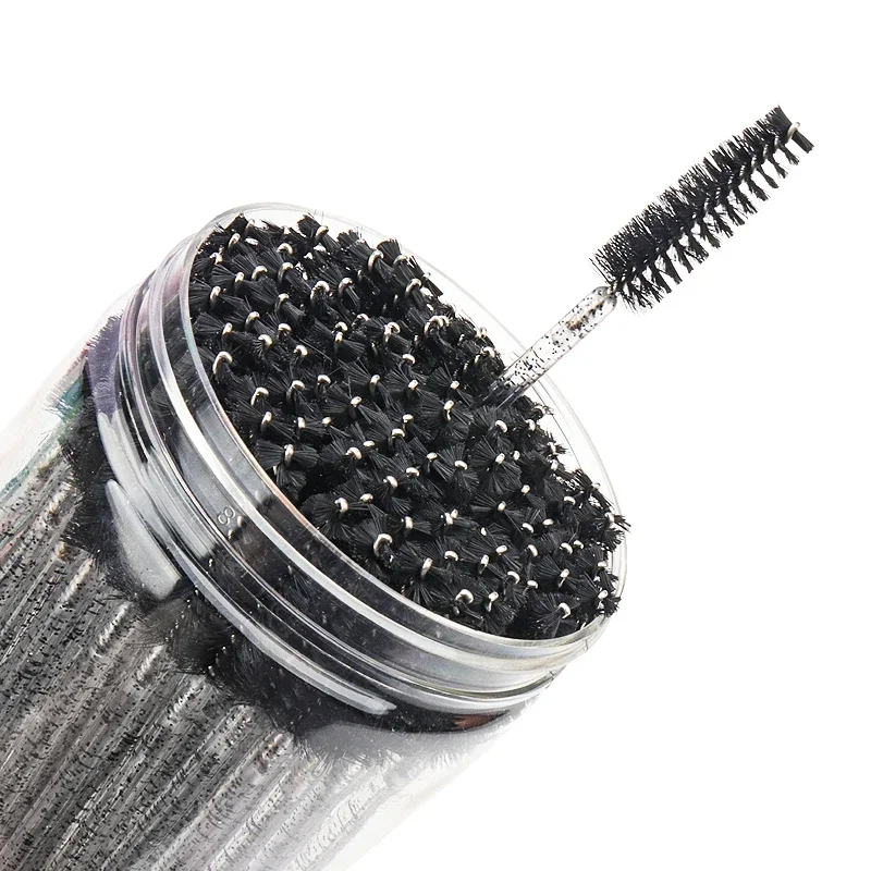 100 pçs barril de cristal lidar com escova de cílios rímel varinha extensão dos olhos sobrancelha pincéis de maquiagem descartáveis ferramentas cosméticas cílios