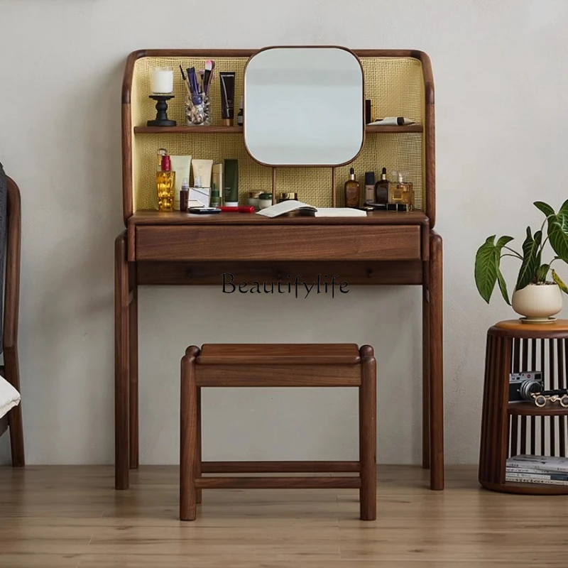 

05-North American black walnut dresser dresser dressing table bedroom writing table