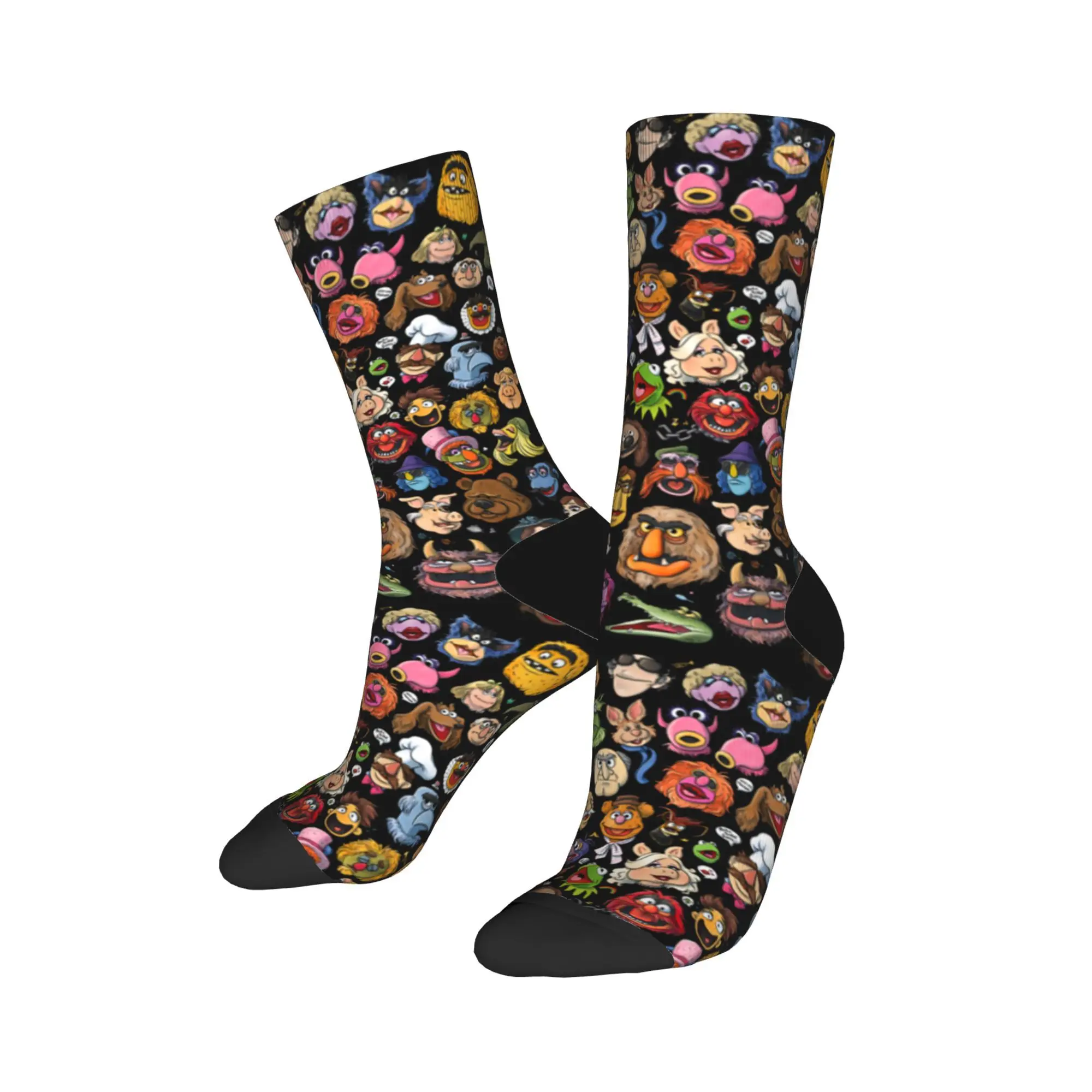 Crazy Design It’s Time To Light The Muppet Show Soccer Socks Polyester Middle Tube Socks for Unisex Breathable