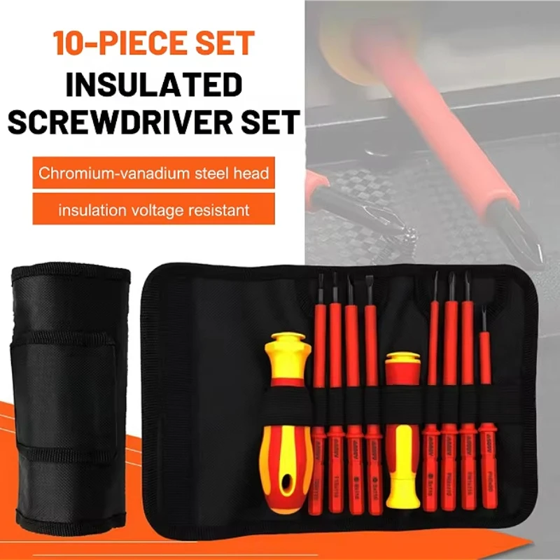 

Набор из 10 шт., набор изолированных отверток, 500 В, шестиугольные шлицевые биты Phillips, электрик для электрика, ручной инструмент, многофункциональный