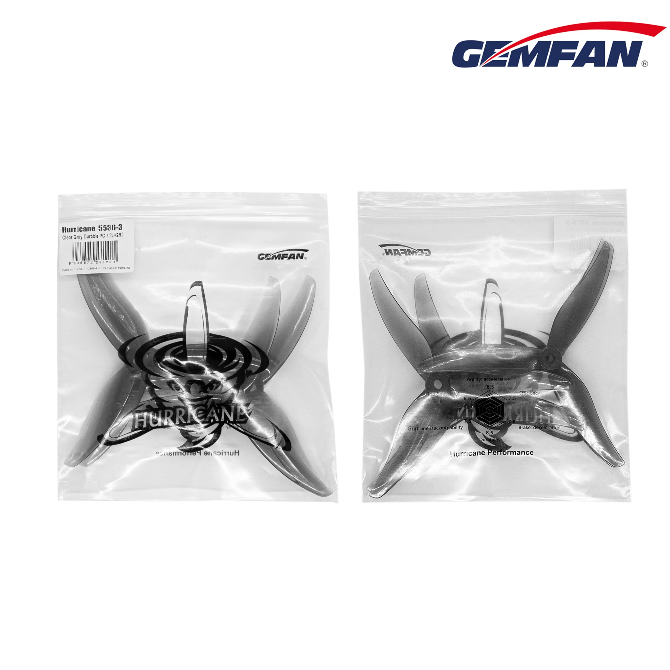 4pairs 8 pces gemfan furacão 5536 5.5x3.6x3 3-lâmina pc 5.5 polegadas hélice para rc fpv drones freestyle peças diy