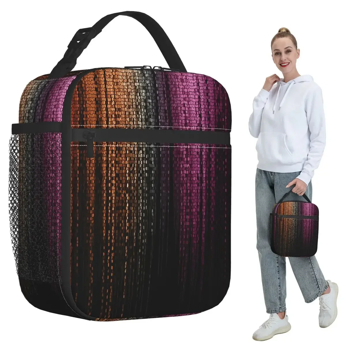 Faux Glitter Rainbow Pride Flag LGBT Gay Lesbian Insulated Lunch Bag for Women Office Cooler Thermal Food Box Tote Lunch Boxes