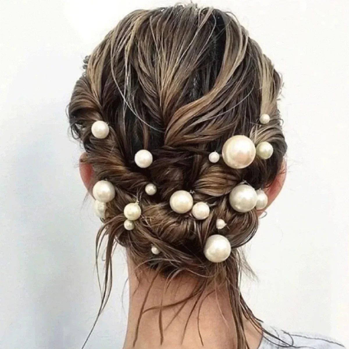 18pcs Bridal Hairpin U-Shaped Metal Barrette with Simulated Pearl Wedding Tiara Hair Accessories Elegant Updo Tools for Women