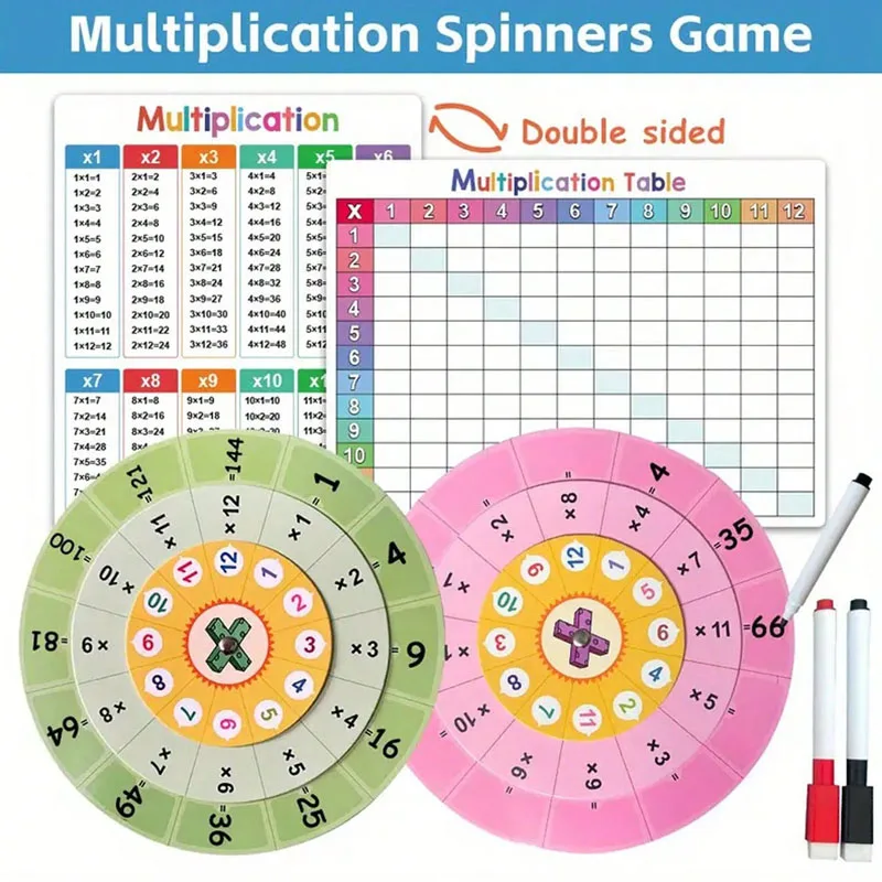 لعبة دوران الضرب، 1-12 بطاقة تدريب على طاولة الضرب، أداة مساعدة تعلم القرص الدوار للرياضيات ذاتية الاختيار، للأطفال #6