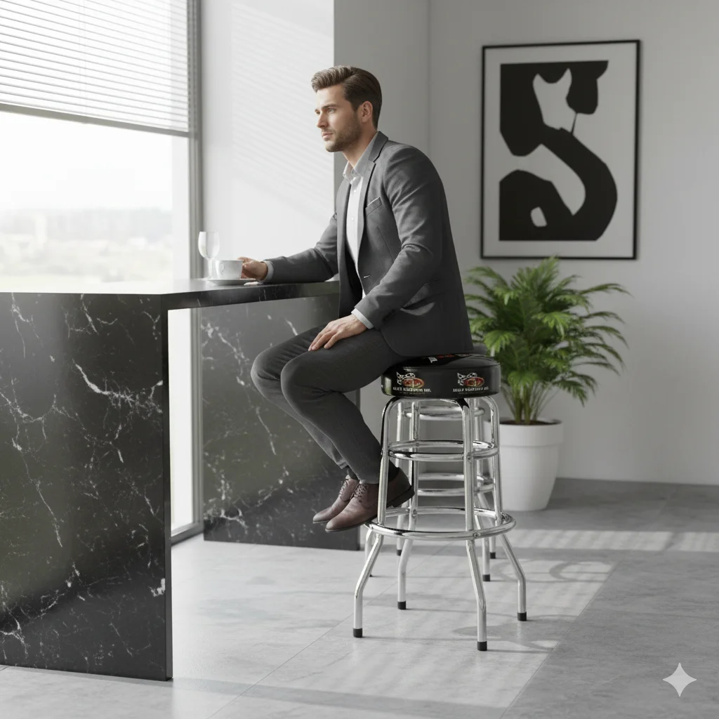 High-footed round chair rotating leather waterproof bar, suitable for living room and kitchen