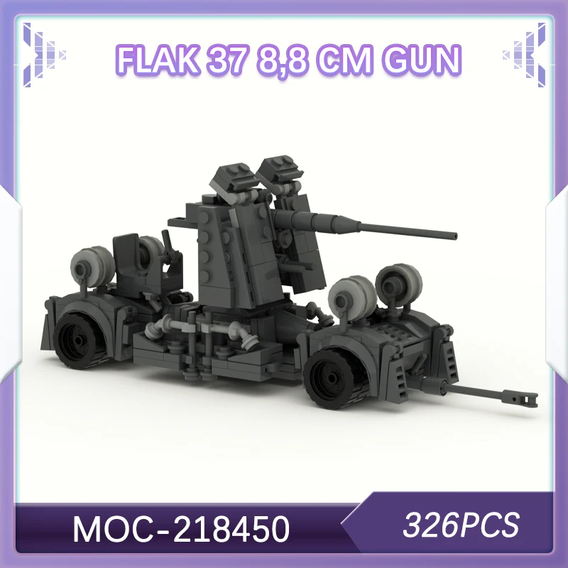 

326PCS Military War Flak 37 8,8 Cm Gun Building Block Assembly Multiple Compatible Soldier Weapon Accessories Gifts MOC-218450