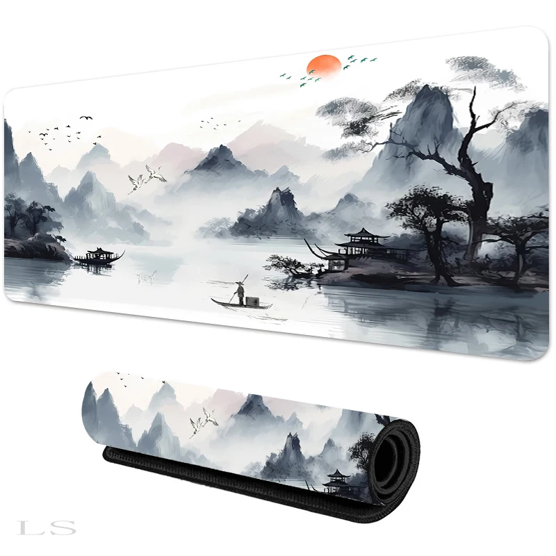 Grote Japanse kersenbloesem witte gaming-muismat XXL verlengde bureaumat gestikte randen mousepad kantoor antislip muismat