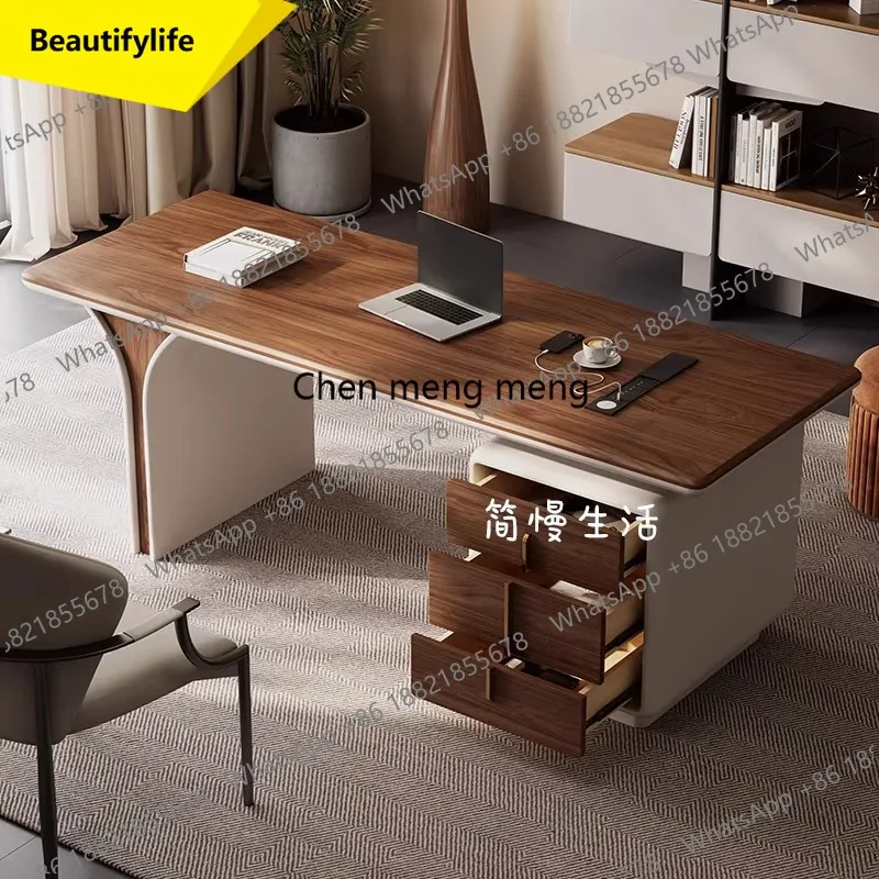 

A48 Living room home Italian minimalist walnut adult desk study home living room light luxury modern desk