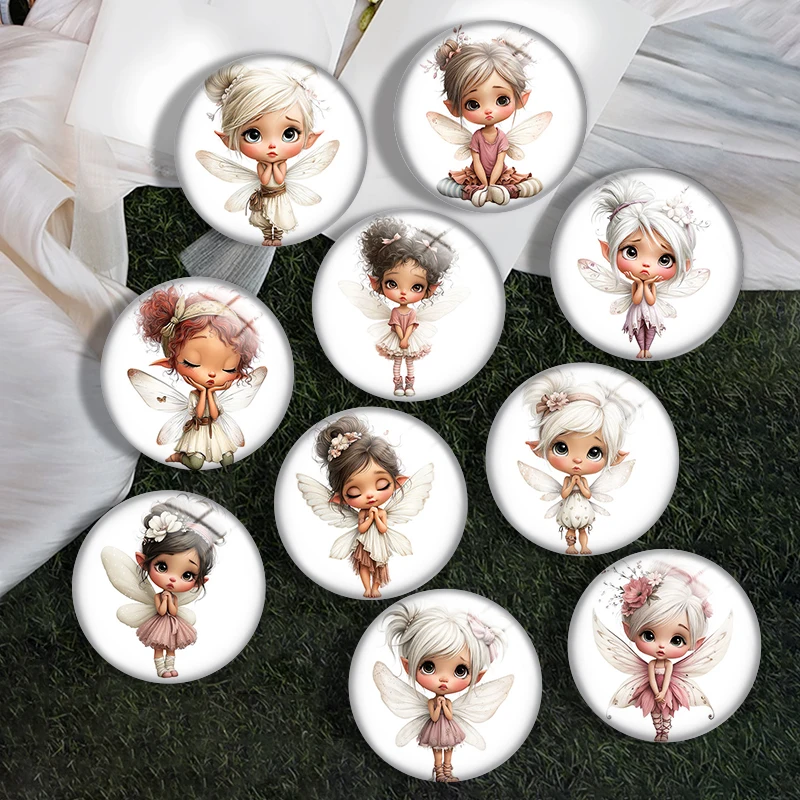 Fantasy Fairy Tale Fairy 10pcs Mix 12mm/18mm/20mm/25mm Round Photo Glass Cabochon Demo Flat Back Making Findings