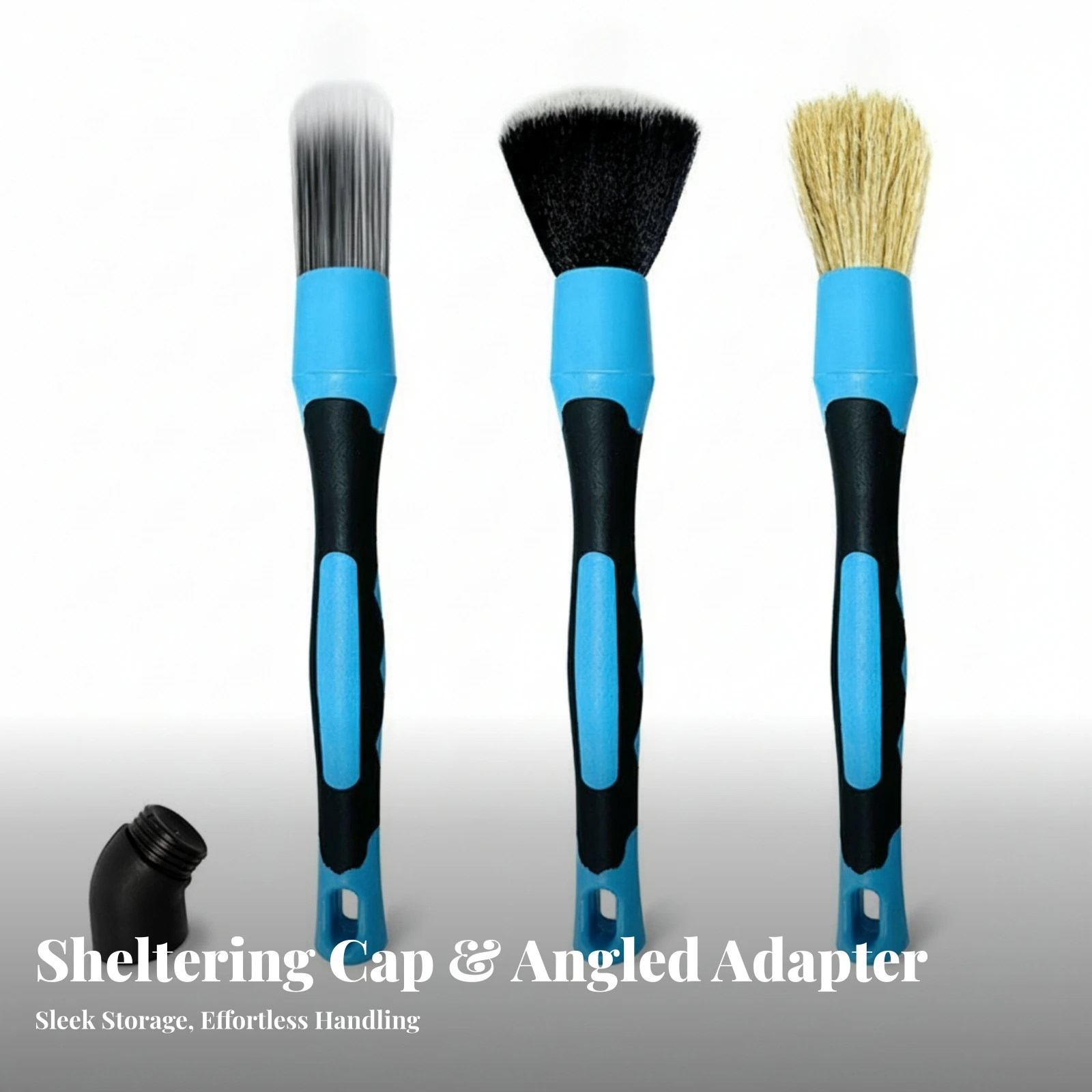 

Car Detailing Brush Kit Long-Handled Brush Kit with Adapter Hard to Reach Areas Versatile