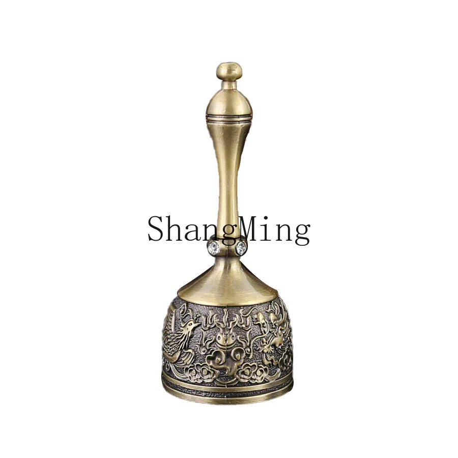 

Ретро-колокольчик PYH с изображением дракона и феникса, элегантный, из цинкового сплава, с ручным приводом, для ресторана, маленький колокольчик для сервировки блюд.