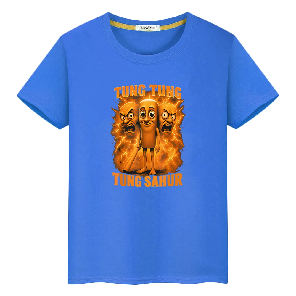 تي شيرت مطبوع من تونغ ساهر للأطفال الأولاد 10 سنوات 100% قطن تي شيرت y2k كارتوني تي شيرت أنيمي قصير لطيف ملابس أطفال بناتي