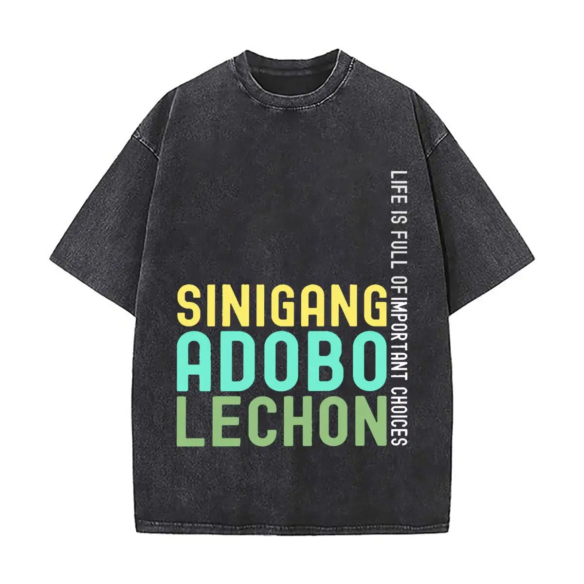 Delantal de cocina con estampado Sinigang Adobo Lechon, estilo vintage desgastado, holgado, para el día a día en el campus