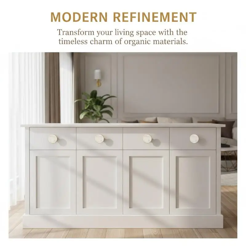 【xxx】Natural Stone Brass Knob Circular Furniture Wine Cabinet Drawer Door Handle Nordic Style White Single Hole Small Handle[ZN]