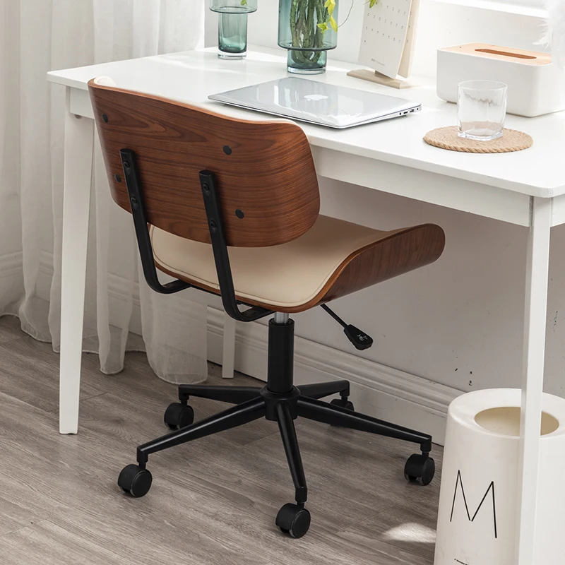 ‌Luxury Solid Wood Compact Office Chair-Ergonomic Adjustable Height Swivel Seat with Lumbar Support |for Home Bedroom Study Desk - view 3