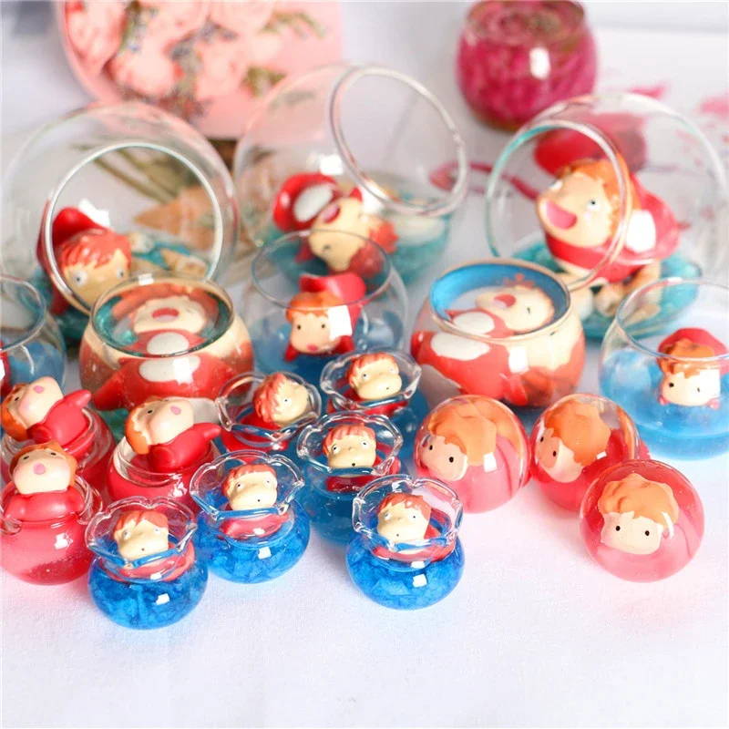 Anime Goudvis Prinses Ponyo Micro Landschap Ornamenten Mini Lichtgevende Goudvis Ji Glas DIY Desktop Model Poppenhuis Decor Speelgoed