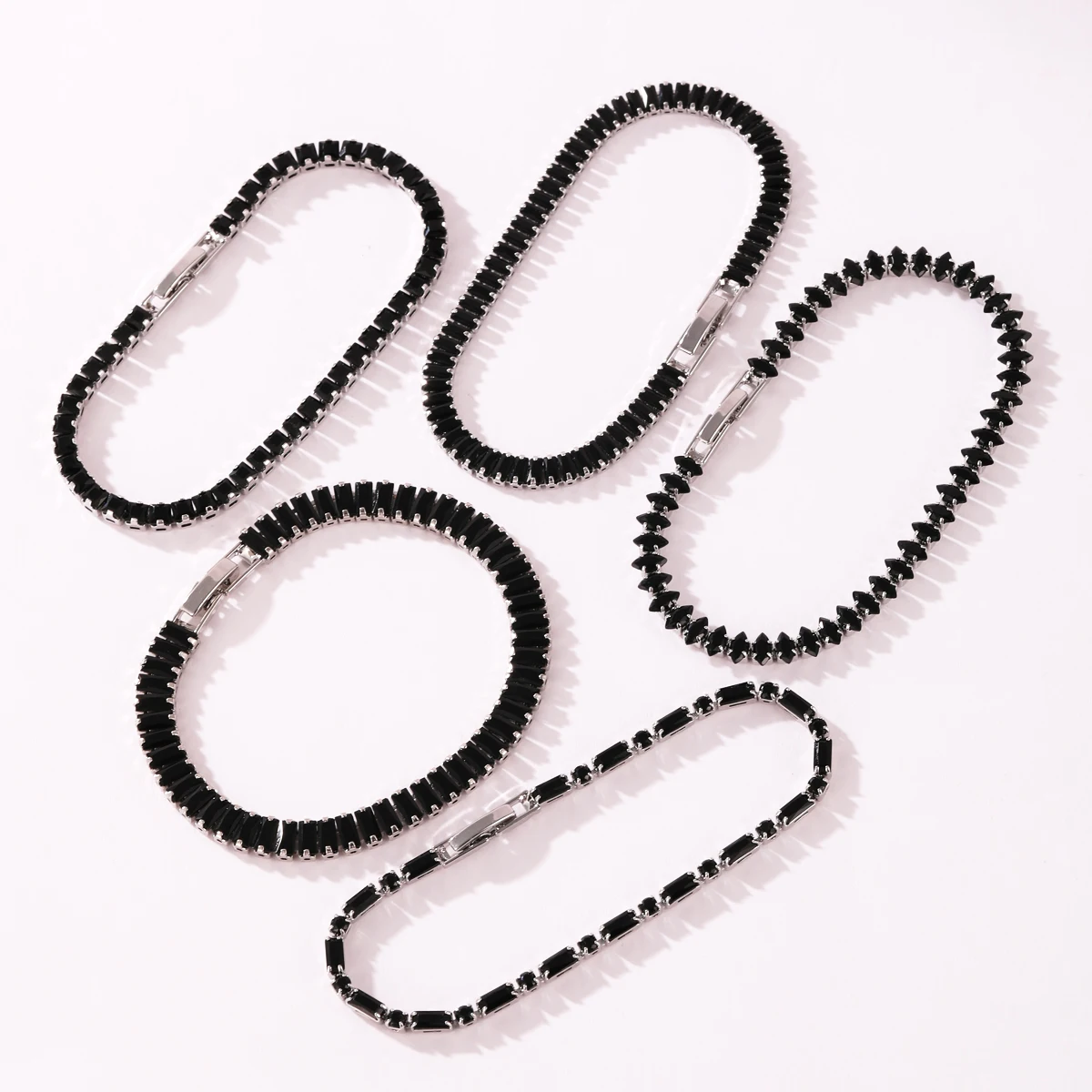 Trendy Black Crystal Tennis Bracelet for Men Steampunk Adjustable Zircon Women's Bangle Chain on The Hand Hiphop Hippie Jewelry
