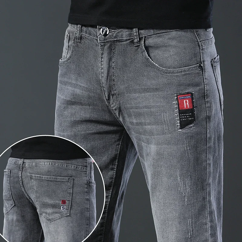 

2026 Men's Fashion and Casual New Four Seasons Lightweight Long Pants Men's denim pants Straight leg pants Elastic jeans