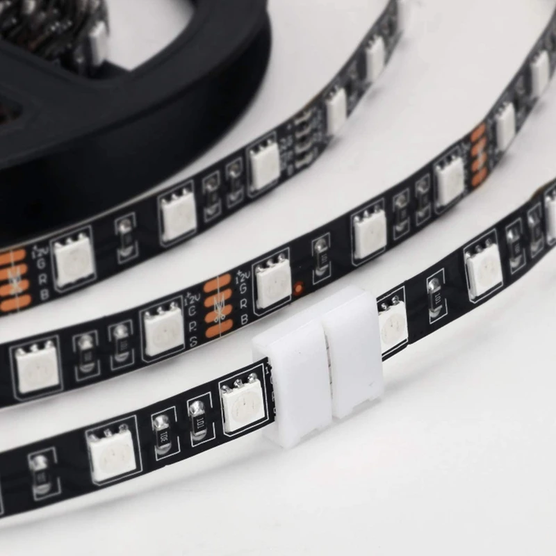 50Packs 4-Pin RGB LED Light Strip Connectors 10Mm LED Strip Gapless Solderless Adapter Terminal Extension