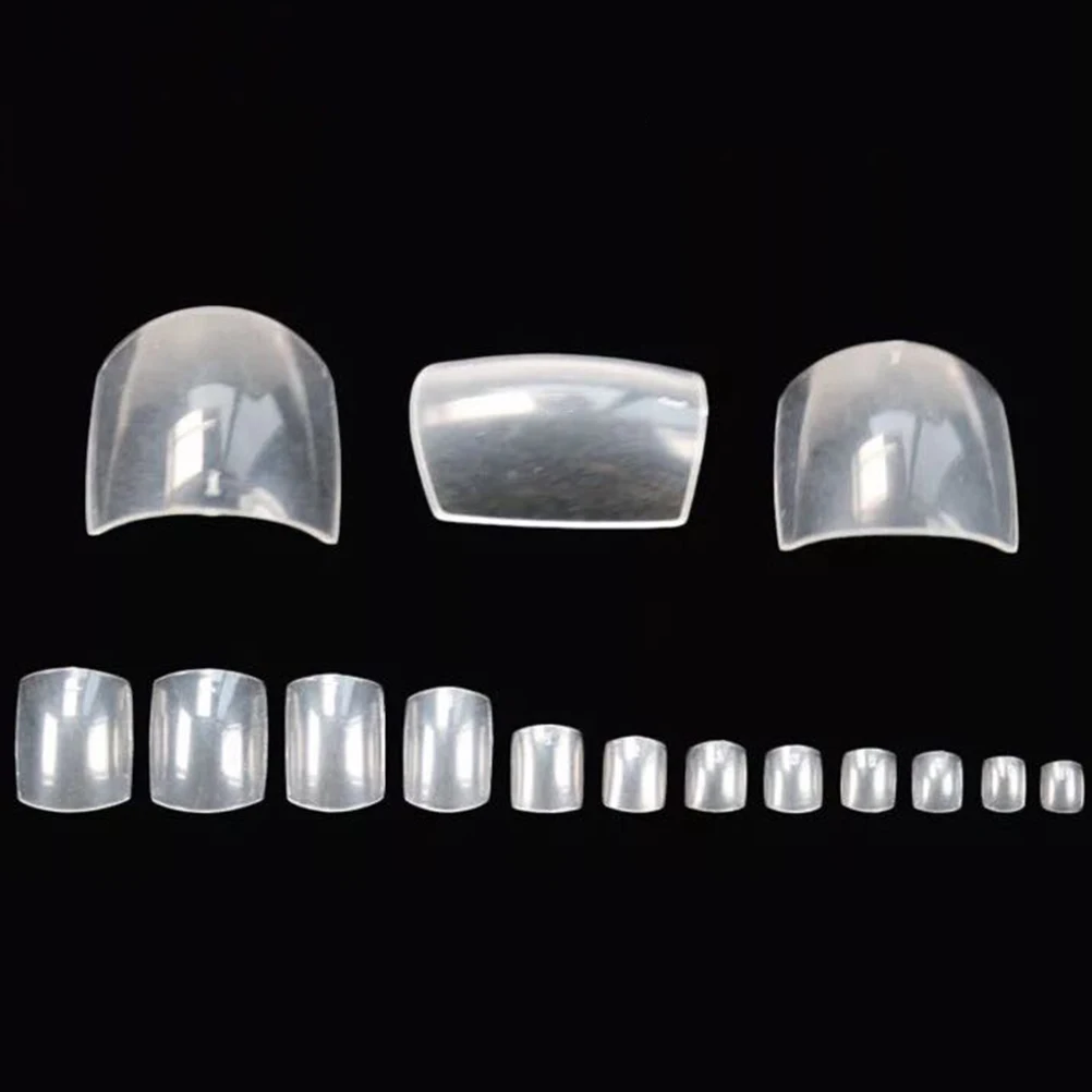 

100 Pcs Fake Nail False Nails French Tip Square for Gel Toenail Sticker Transparent